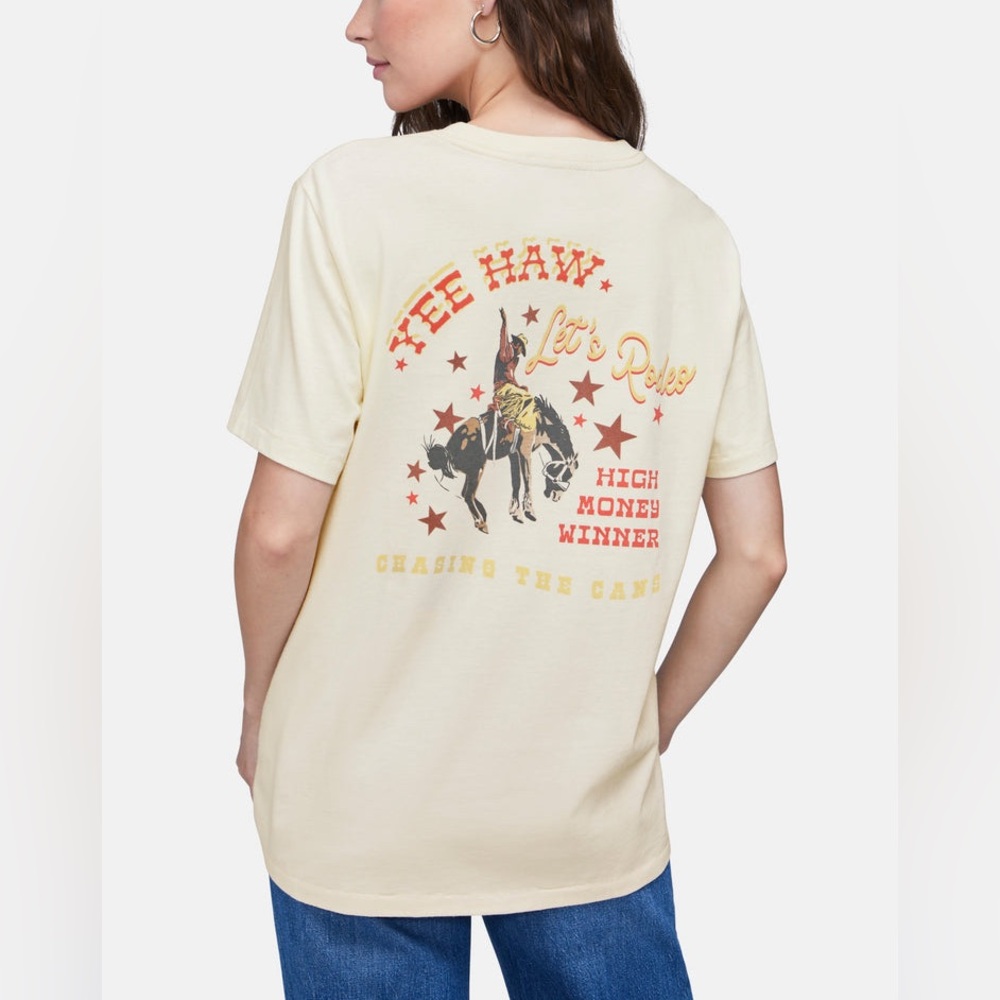 Wildfox Cream Short Sleeve Tee with Graphic Design